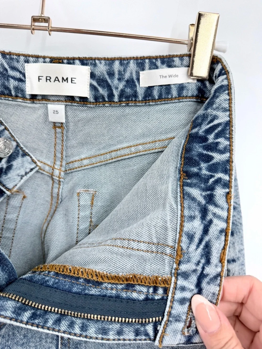 FRAME The Modern Pocket Wide High Rise Straight Leg Jean Charge Acid Wash